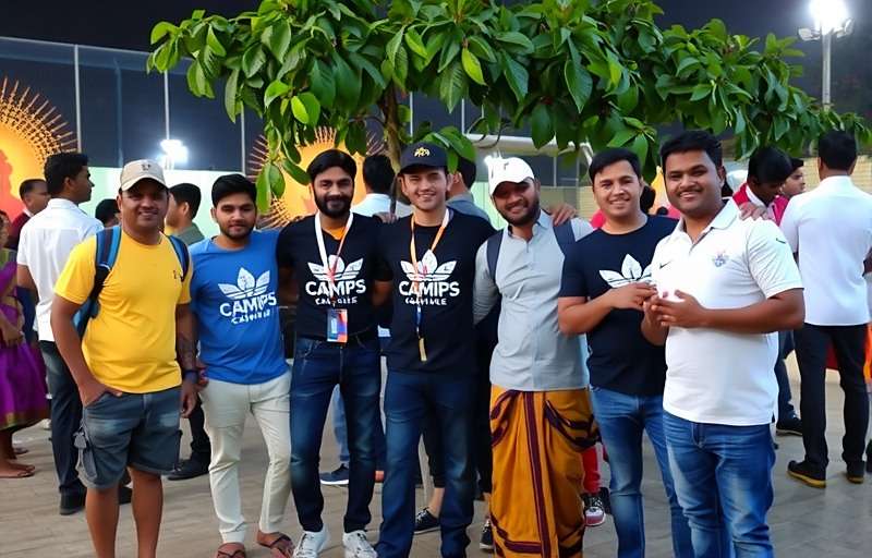 Candolim Champs Community Meetup Candolim Champs community meetup in Bangalore with players wearing game merchandise and traditional Indian clothing